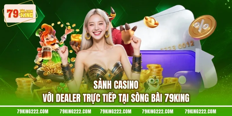 Sảnh casino với dealer trực tiếp tại sòng bài 79KING